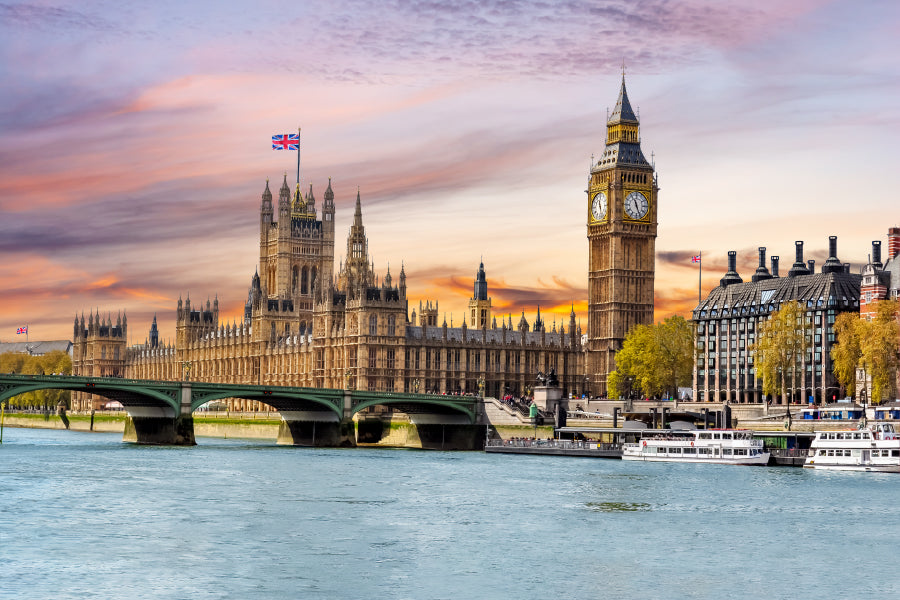 Houses of Parliament & Big Ben View Photograph UK Home Decor Premium Quality Poster Print Choose Your Sizes