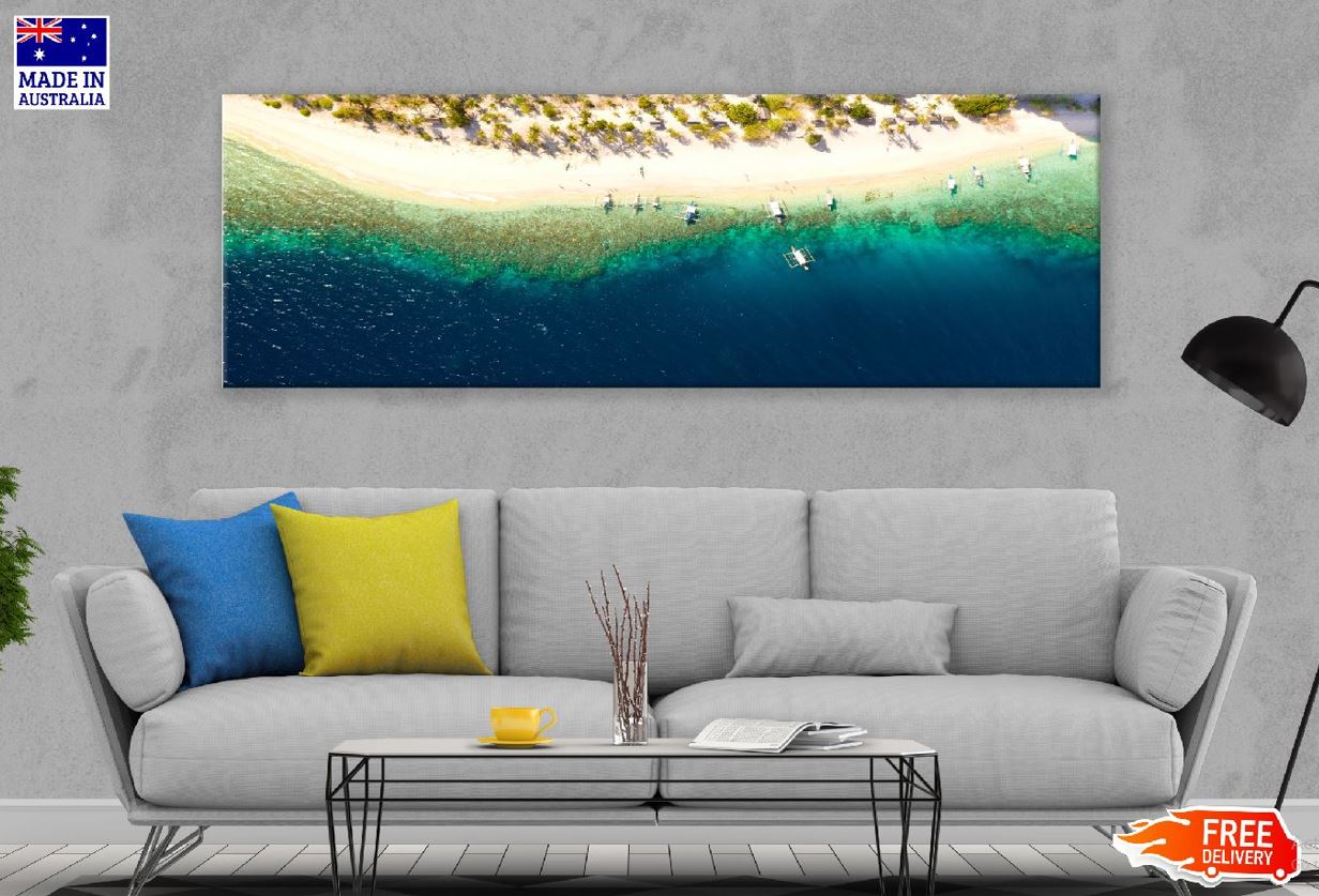 Panoramic Canvas Malajon Sea Aerial View Photograph High Quality 100% Australian Made Wall Canvas Print Ready to Hang