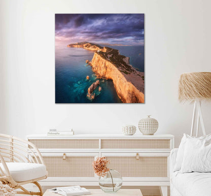 Square Canvas Cliffs Beach Coastal & Clouds High Quality Print 100% Australian Made