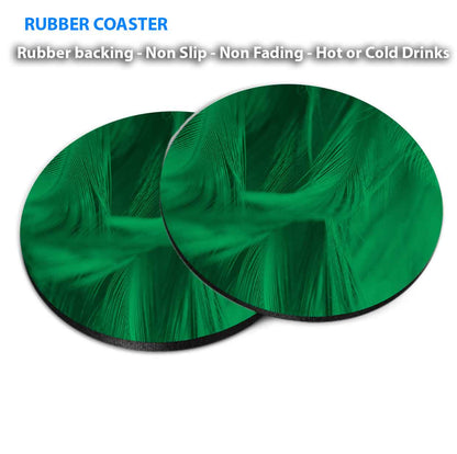 Green Vector Abstract Coasters Wood & Rubber - Set of 6 Coasters