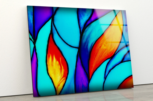 Red Yellow Blue & Purple Abstract Design Acrylic Glass Print Tempered Glass Wall Art 100% Made in Australia Ready to Hang