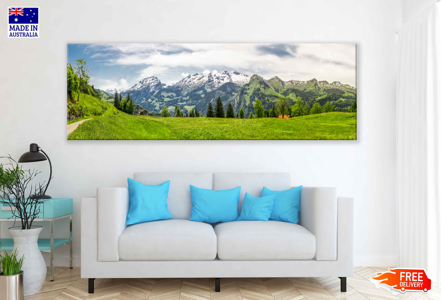Panoramic Canvas Green Hill Mountains View Photograph High Quality 100% Australian Made Wall Canvas Print Ready to Hang