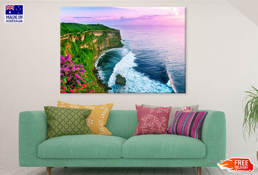 Uluwatu Cliff & Sea Pink Sunset Photograph Print 100% Australian Made