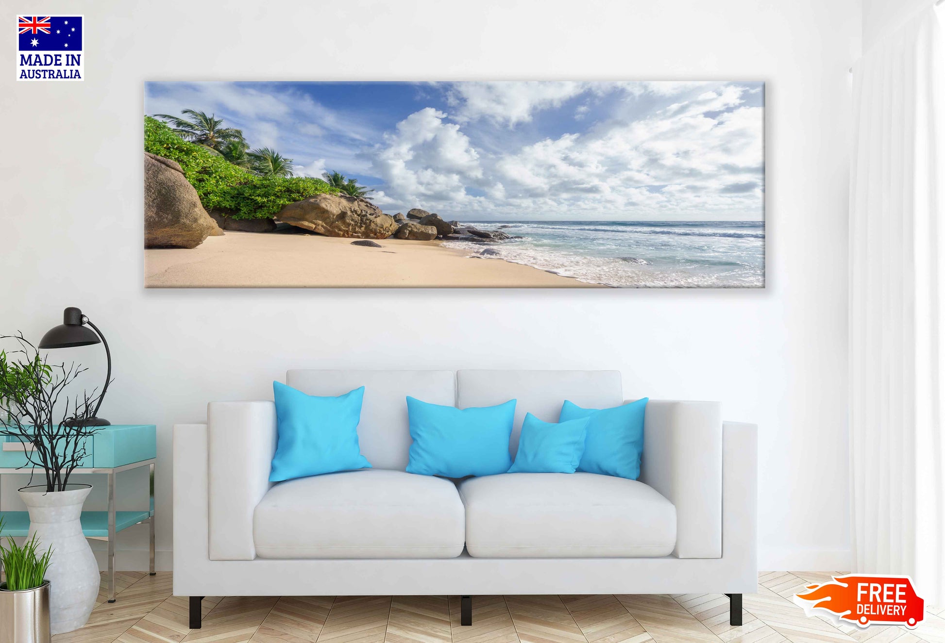Panoramic Canvas Wild Tropical Beach View Photograph High Quality 100% Australian Made Wall Canvas Print Ready to Hang