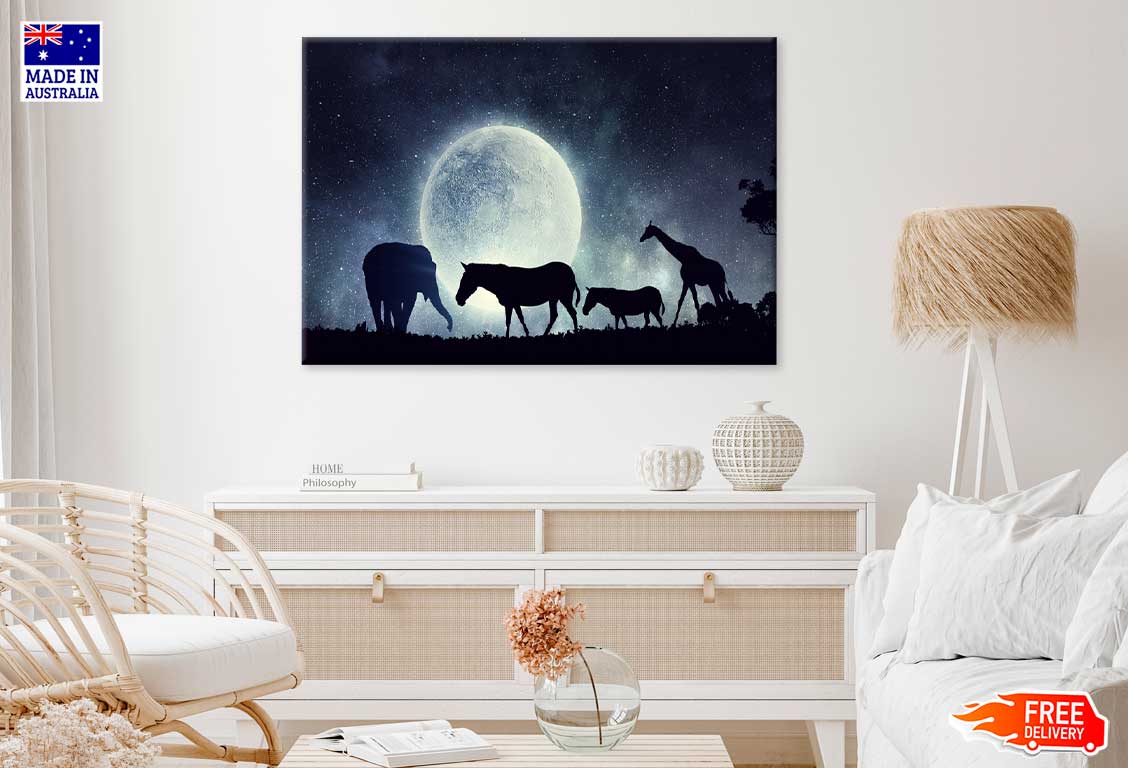 Full Moon Sky & Animals Digital Photograph Print 100% Australian Made