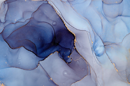 Blue Grey & Gold Abstract Design Home Decor Premium Quality Poster Print Choose Your Sizes