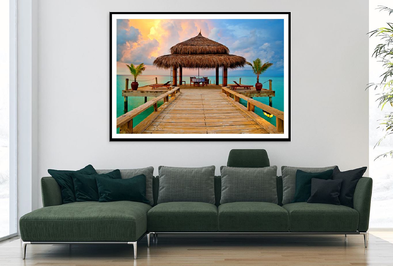 Tropical Hut on Sea Sunset View Photograph Home Decor Premium Quality Poster Print Choose Your Sizes
