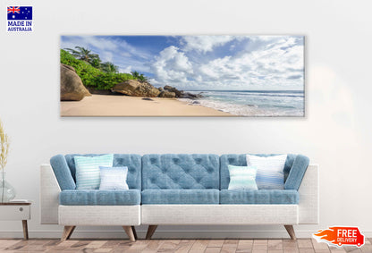 Panoramic Canvas Wild Tropical Beach View Photograph High Quality 100% Australian Made Wall Canvas Print Ready to Hang