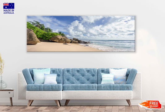 Panoramic Canvas Wild Tropical Beach View Photograph High Quality 100% Australian Made Wall Canvas Print Ready to Hang