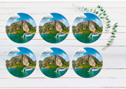 Koh Phi Phi Don island, Thailand Coasters Wood & Rubber - Set of 6 Coasters