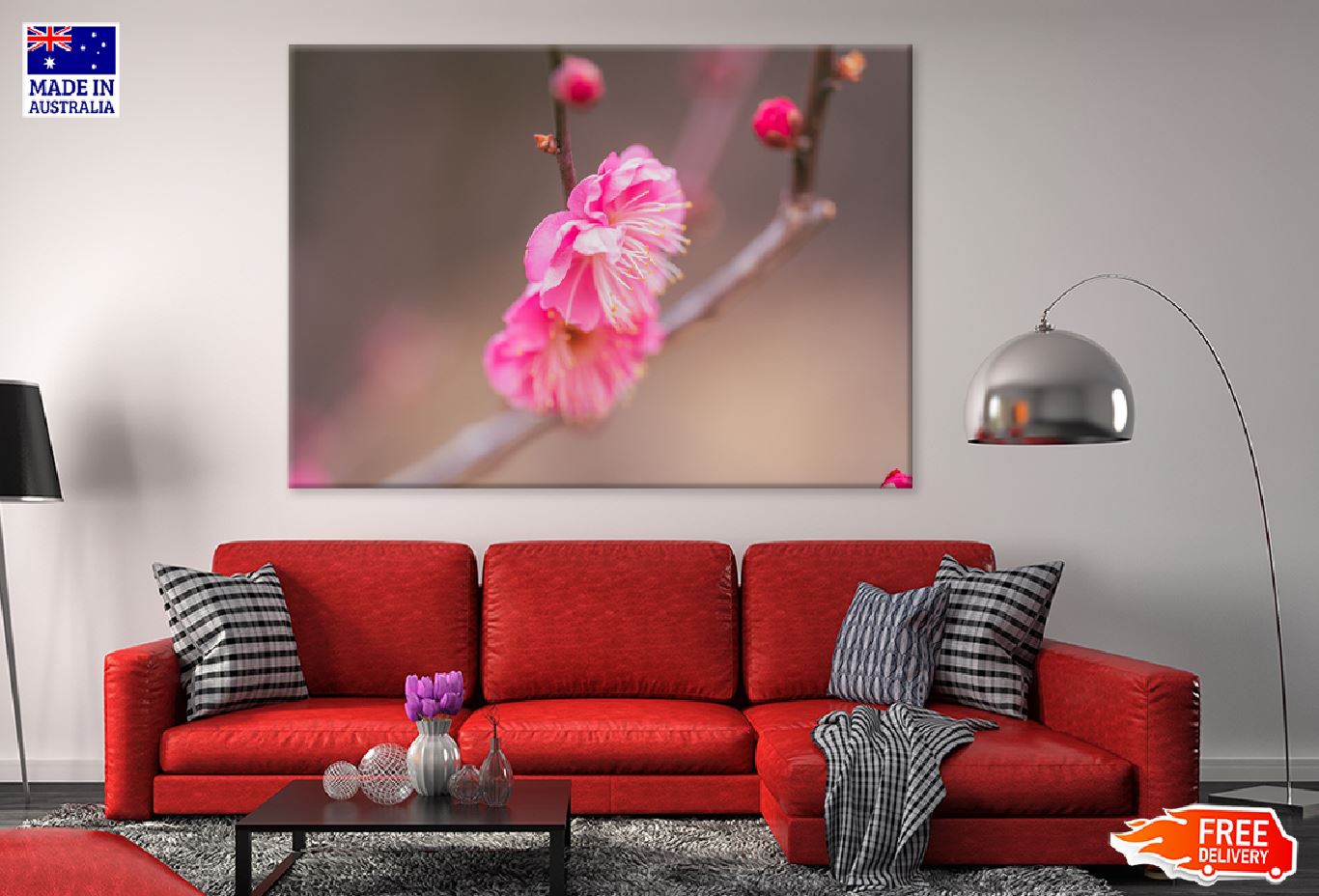 Pink Pulm Flowers Closeup View Photograph Print 100% Australian Made