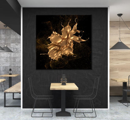 Square Canvas Black & Gold Abstract Design High Quality Print 100% Australian Made