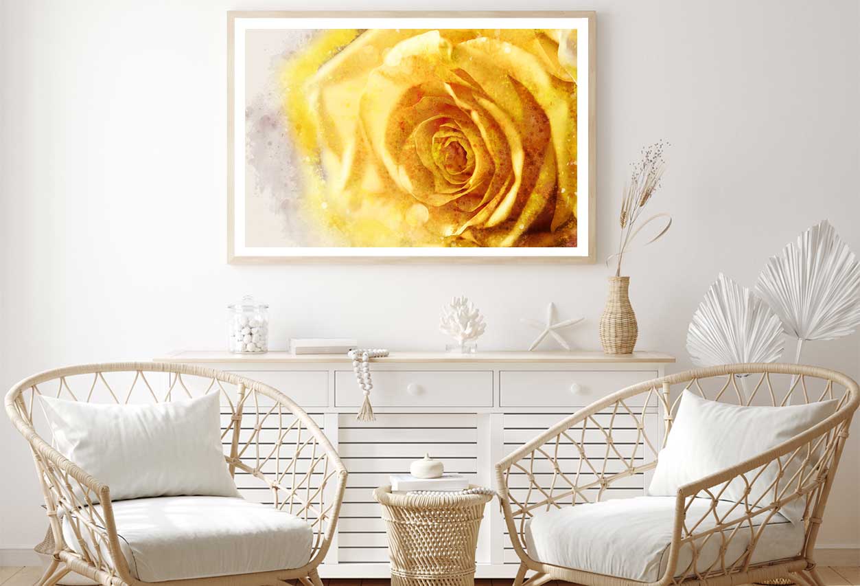 Yellow Rose Closeup Painting Home Decor Premium Quality Poster Print Choose Your Sizes