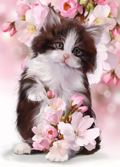 Cat & Floral Background Photograph Print 100% Australian Made