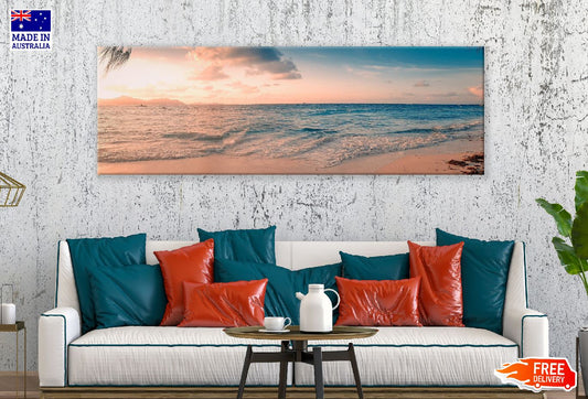 Panoramic Canvas Seychelles Beach Sunset View Photograph High Quality 100% Australian Made Wall Canvas Print Ready to Hang