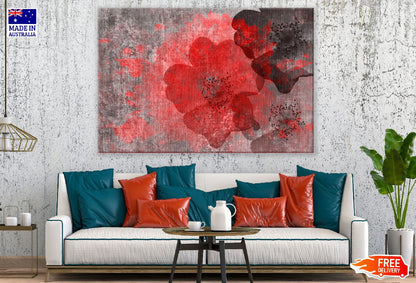 Red & Black Flowers Abstract Design Print 100% Australian Made
