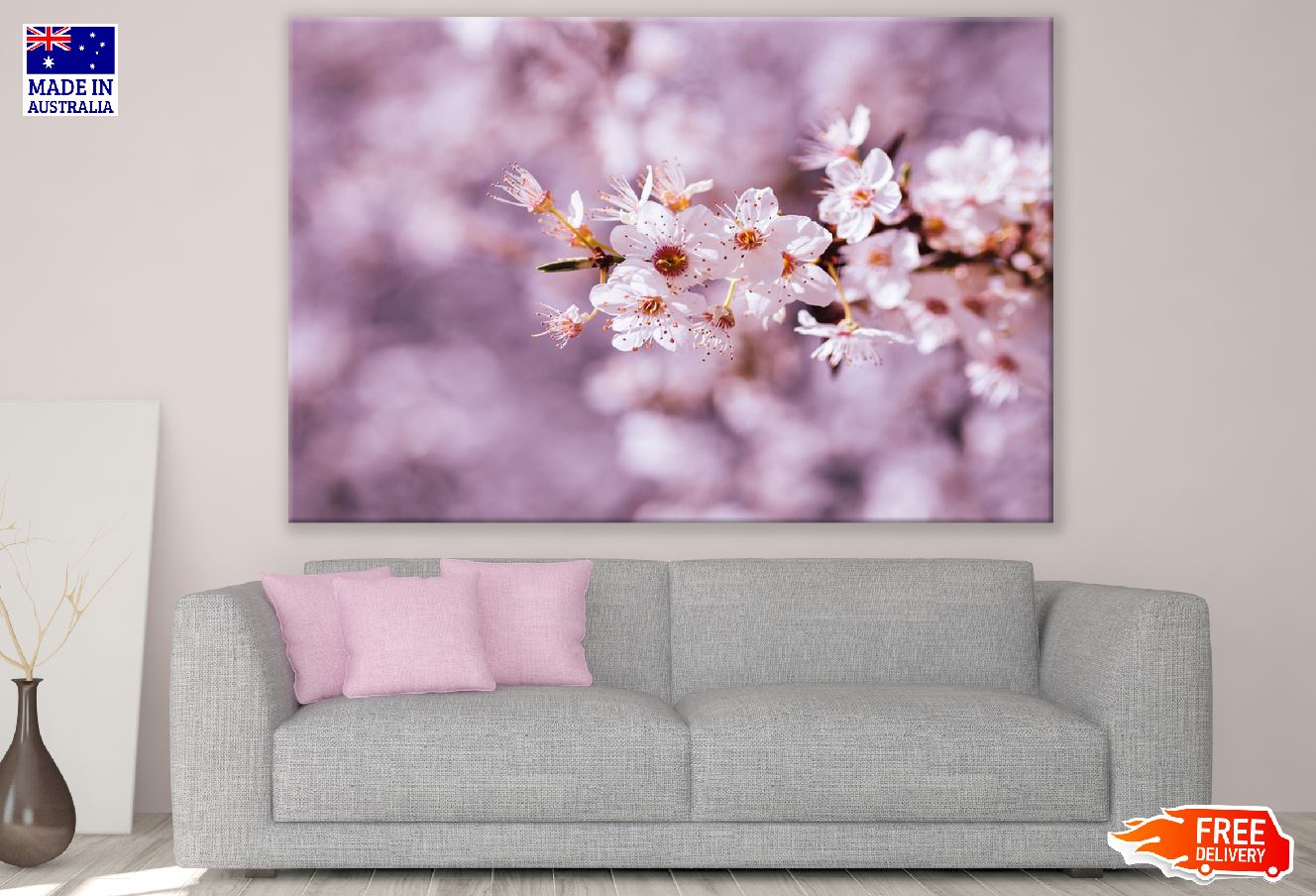 White Cherry Blossom Flower Closeup Photograph Print 100% Australian Made