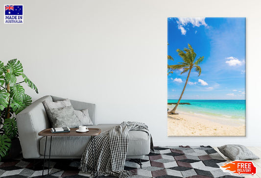 Blue Sea Ocean & Palm Tree View Photograph Print 100% Australian Made
