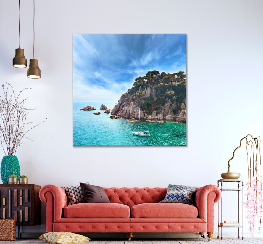 Square Canvas Mediterranean Sea View Photograph Spain High Quality Print 100% Australian Made