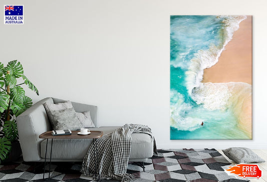 Kelingking Beach Waves Aerial Photograph Print 100% Australian Made