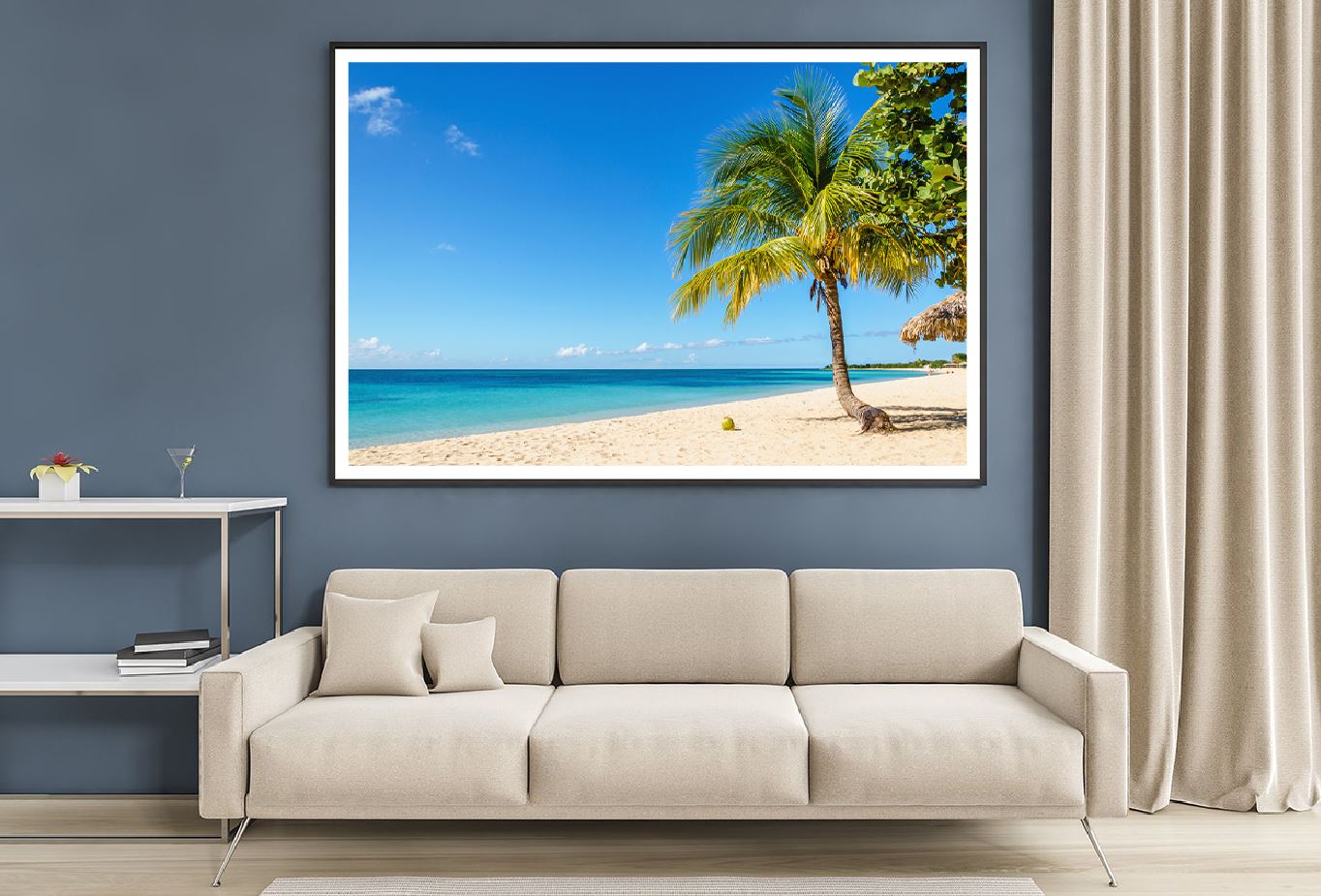 Caribbean Island Sea & Palm Tree View Photograph Home Decor Premium Quality Poster Print Choose Your Sizes