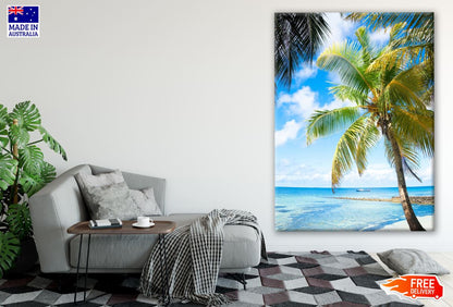 Beach with Palm Tree Photograph Print 100% Australian Made