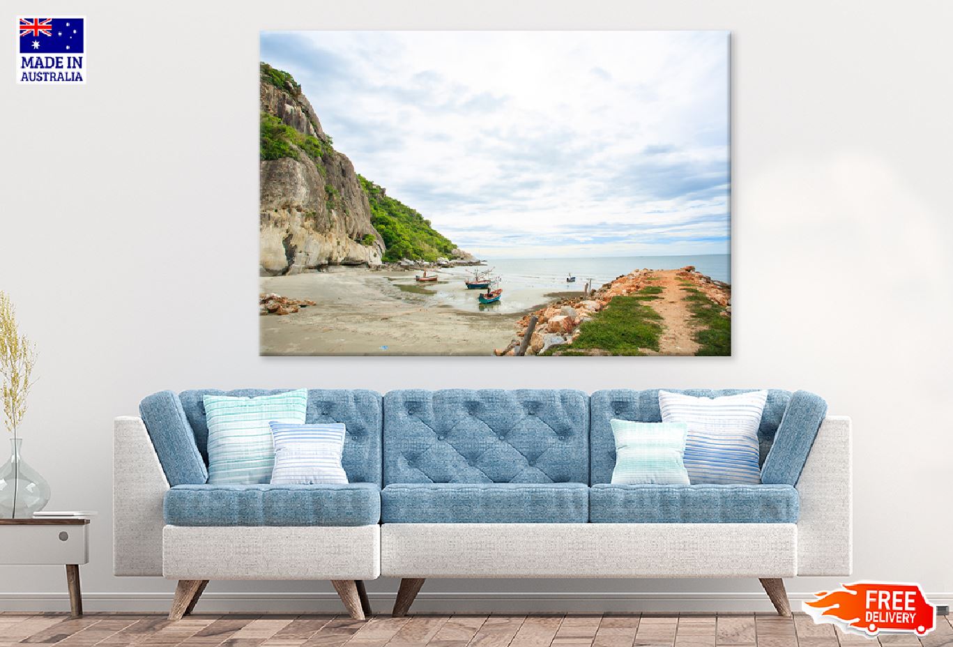 Boats on Southern Beach Photograph Thailand Print 100% Australian Made