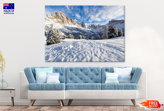 Snowy Landscape with Mountains Photograph Print 100% Australian Made