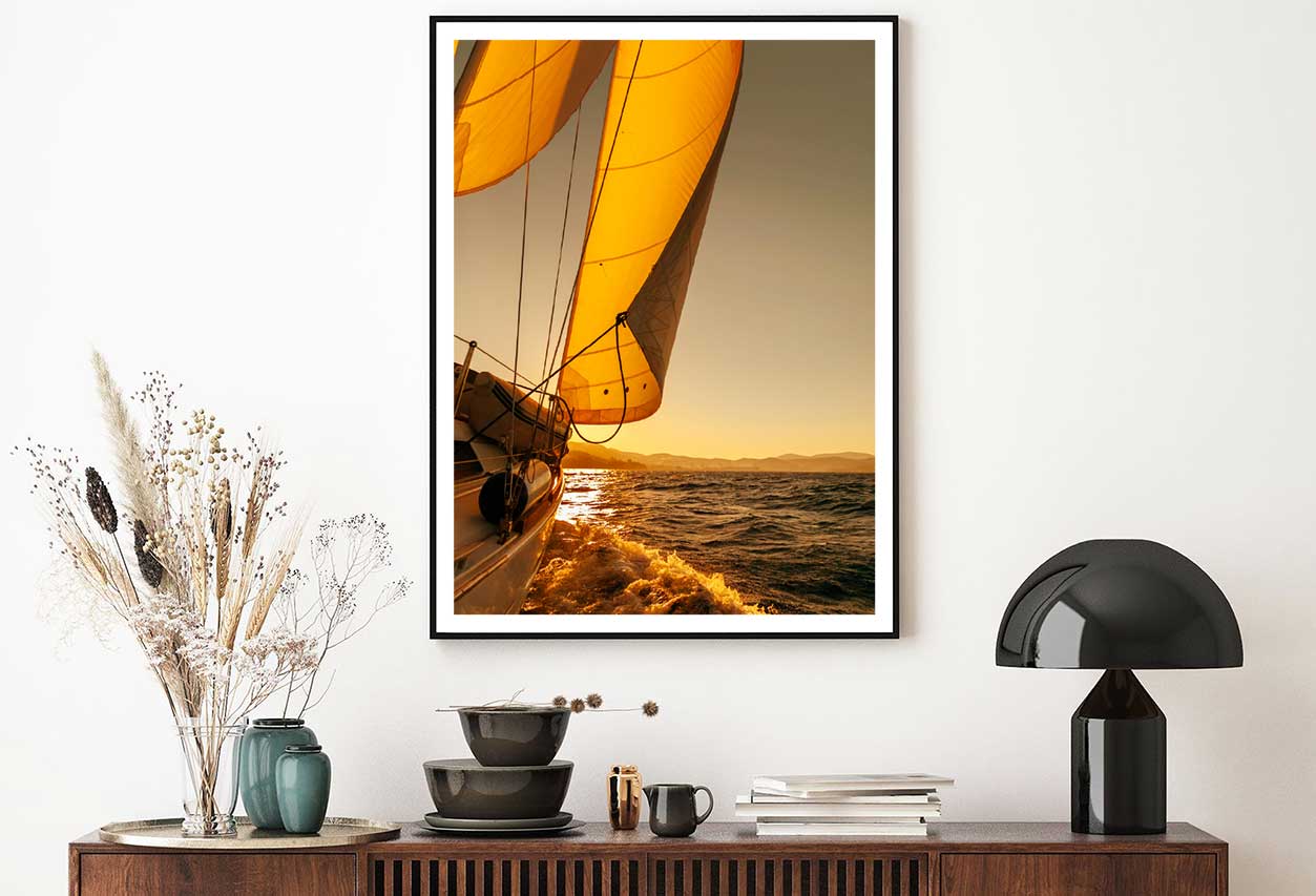Sailboat Regatta at Sunset Ocean View Photograph Home Decor Premium Quality Poster Print Choose Your Sizes