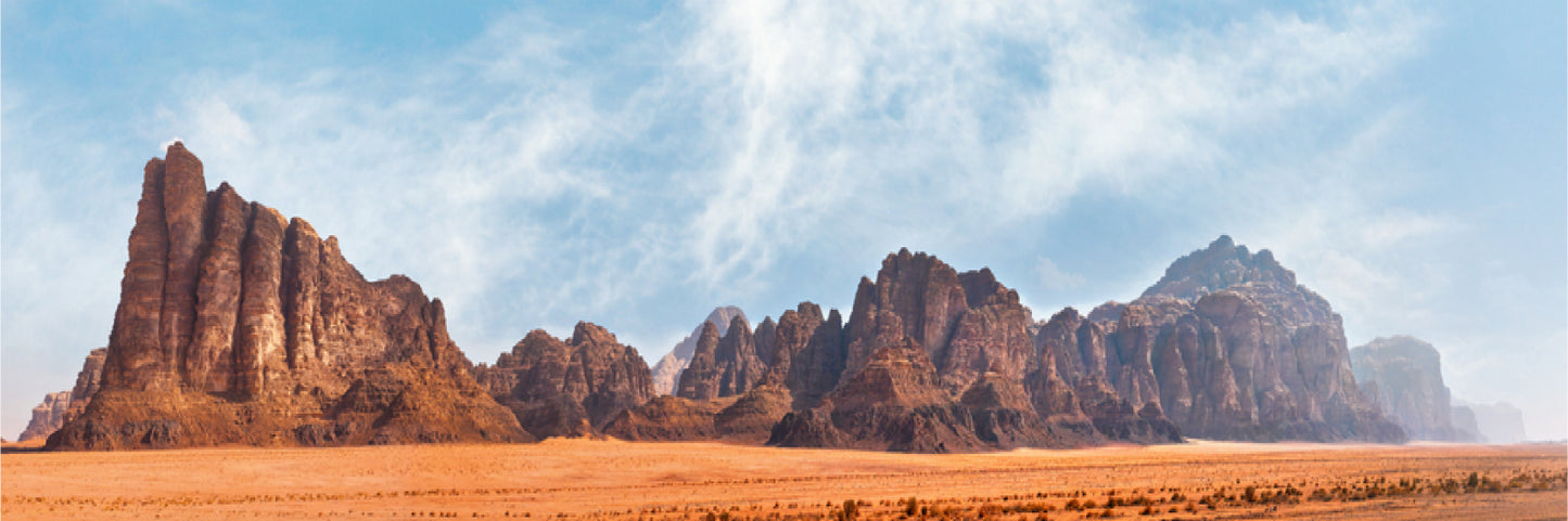 Panoramic Canvas Wadi Rum Desert View Photograph High Quality 100% Australian Made Wall Canvas Print Ready to Hang