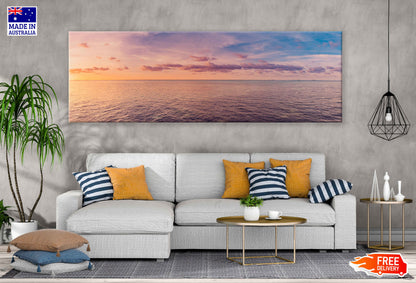 Panoramic Canvas Sea Skyline Sunrise View Photograph High Quality 100% Australian Made Wall Canvas Print Ready to Hang