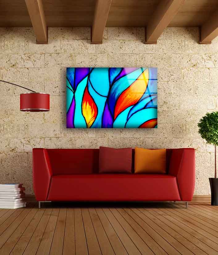 Red Yellow Blue & Purple Abstract Design Acrylic Glass Print Tempered Glass Wall Art 100% Made in Australia Ready to Hang