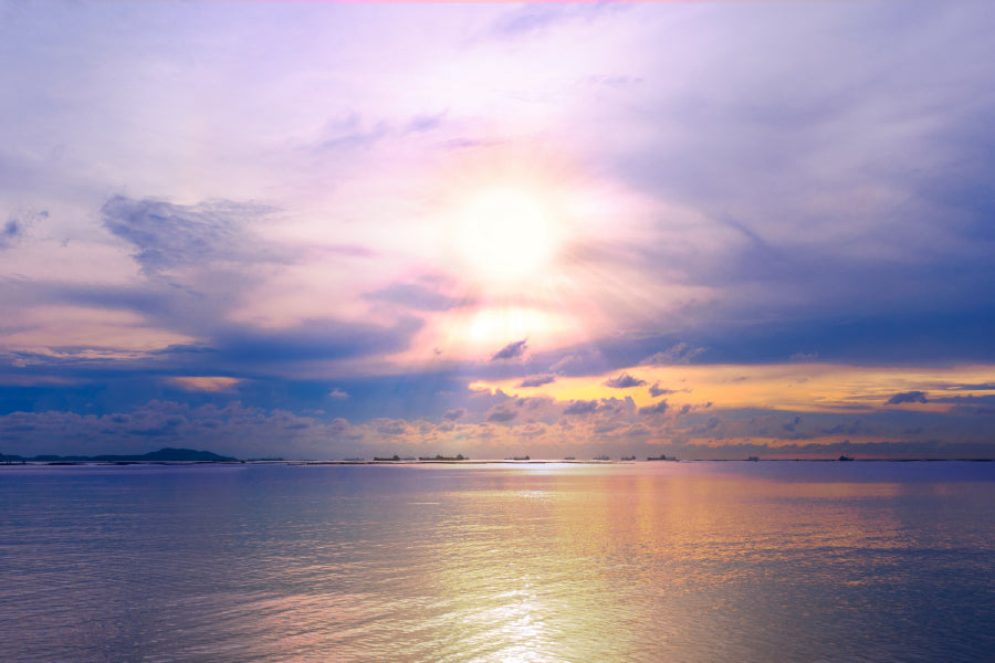 Sun is Falling over Sea Scenery View Print 100% Australian Made