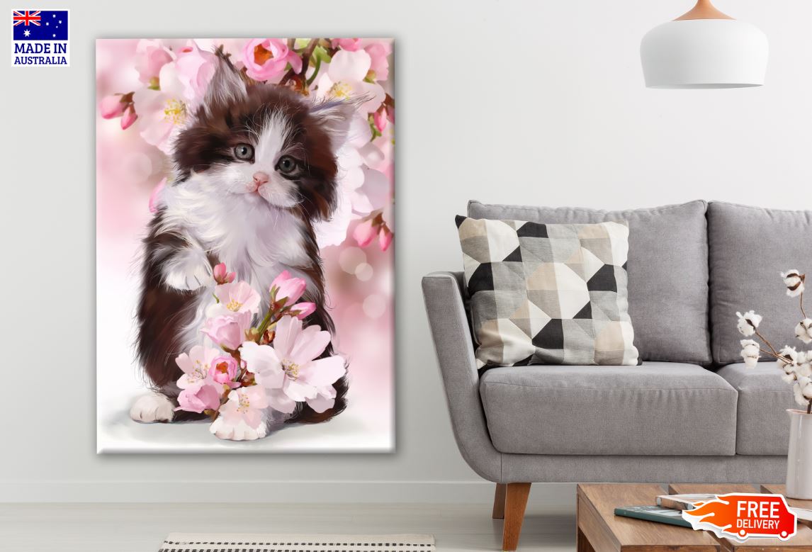 Cat & Floral Background Photograph Print 100% Australian Made