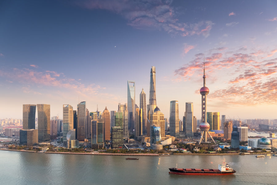 Shanghai Skyline Sunset Scenery View Home Decor Premium Quality Poster Print Choose Your Sizes