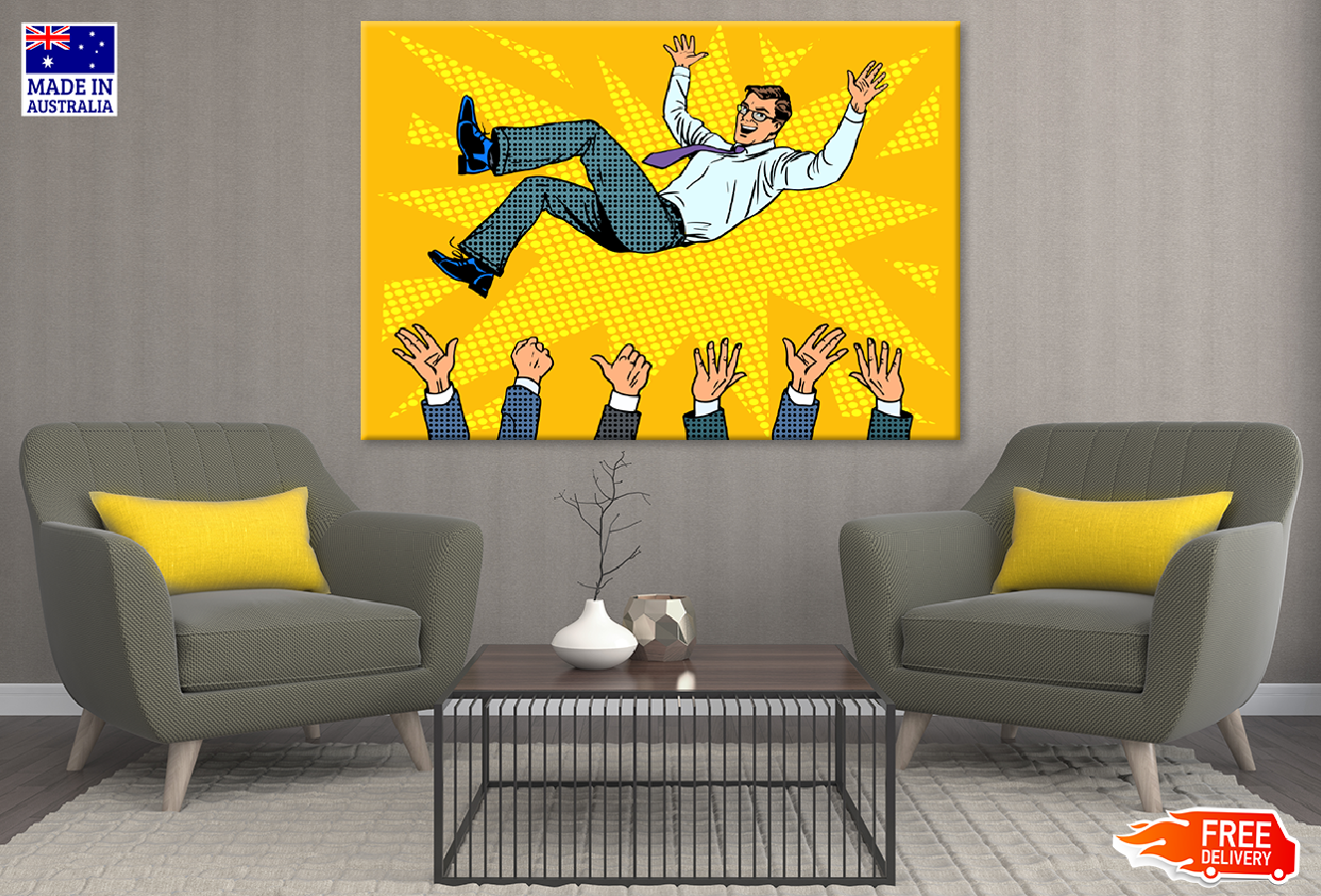 Success Businessman Winner Illustration Print 100% Australian Made