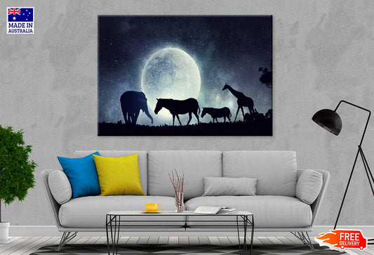 Full Moon Sky & Animals Digital Photograph Print 100% Australian Made