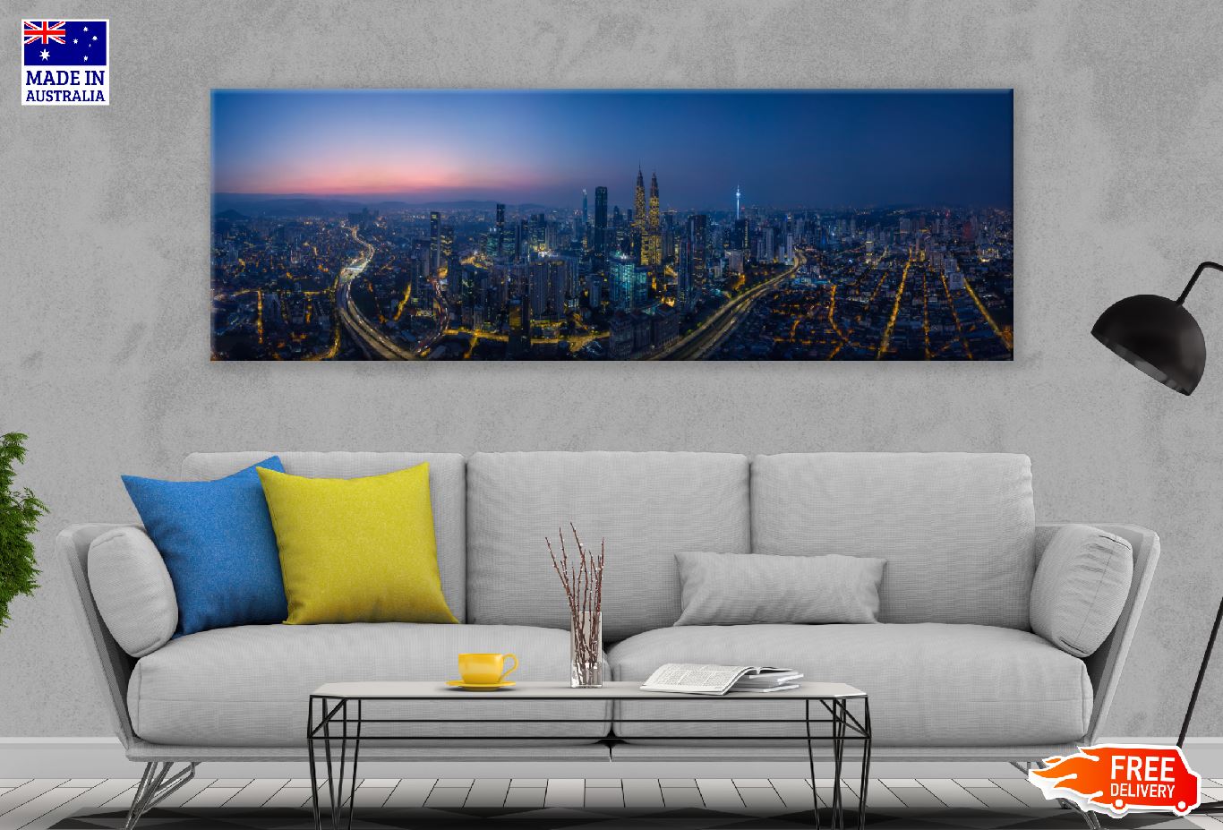 Panoramic Canvas Kuala Lumpur Cityscape Malaysia High Quality 100% Australian Made Wall Canvas Print Ready to Hang