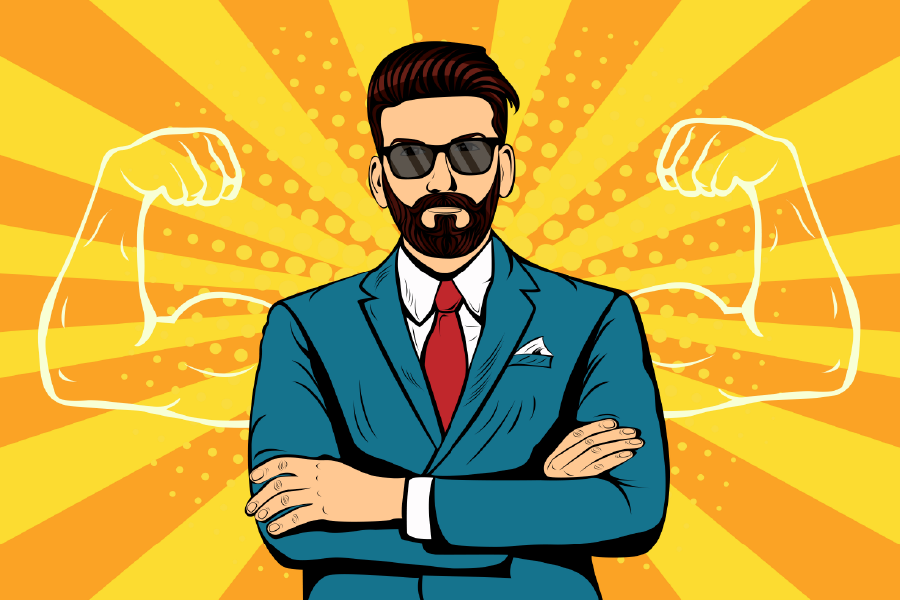 Business Man & Body Builder Line Art Illustration Print 100% Australian Made