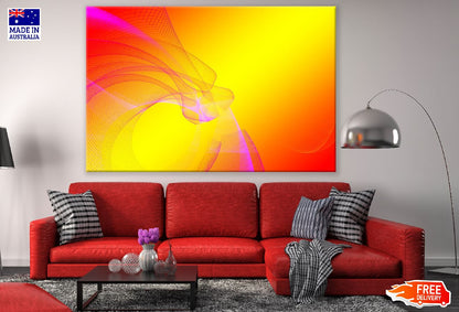 Red Digital Lines & Yellow Abstract Design Print 100% Australian Made