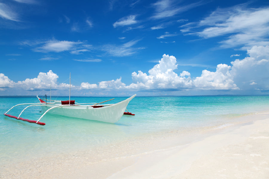 White Boat on Bantayan Island Philippines Print 100% Australian Made