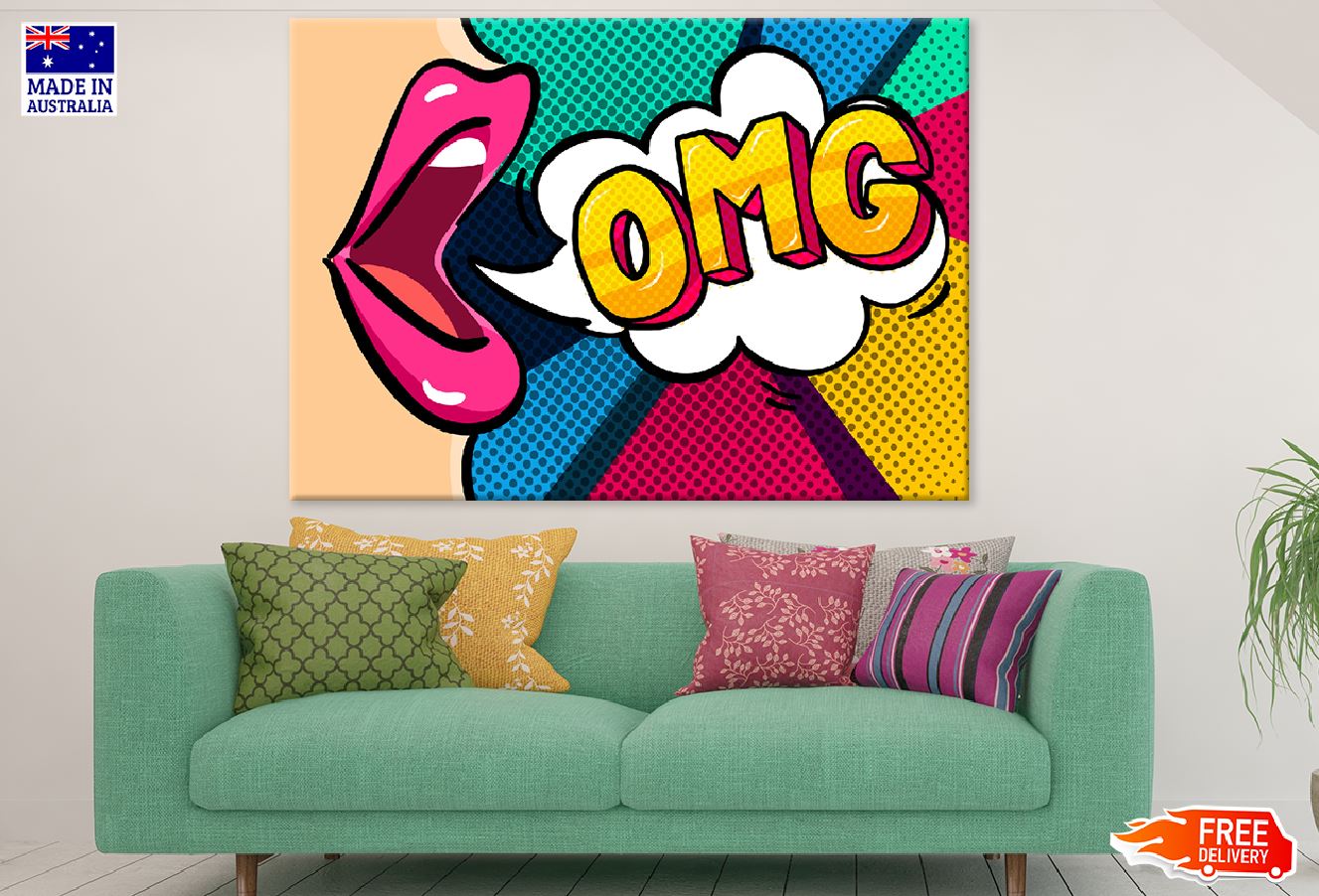 OMG Quote & Girl Mouth Illustration Print 100% Australian Made