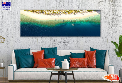 Panoramic Canvas Malajon Sea Aerial View Photograph High Quality 100% Australian Made Wall Canvas Print Ready to Hang