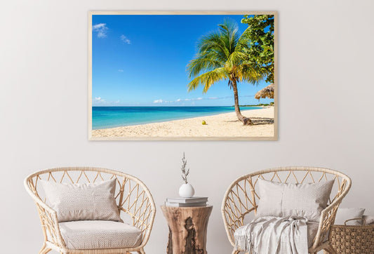 Caribbean Island Sea & Palm Tree View Photograph Home Decor Premium Quality Poster Print Choose Your Sizes