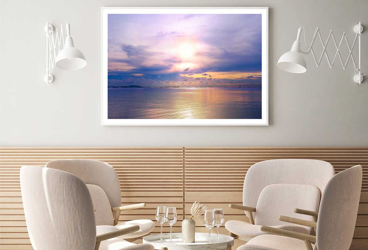 Sun is Falling over Sea Scenery Photograph Home Decor Premium Quality Poster Print Choose Your Sizes