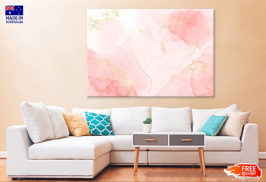 Rose Blush Liquid & Gold Abstract Design Print 100% Australian Made