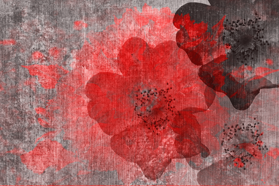 Red & Black Flowers Abstract Design Print 100% Australian Made