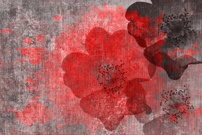 Red & Black Flowers Abstract Design Print 100% Australian Made