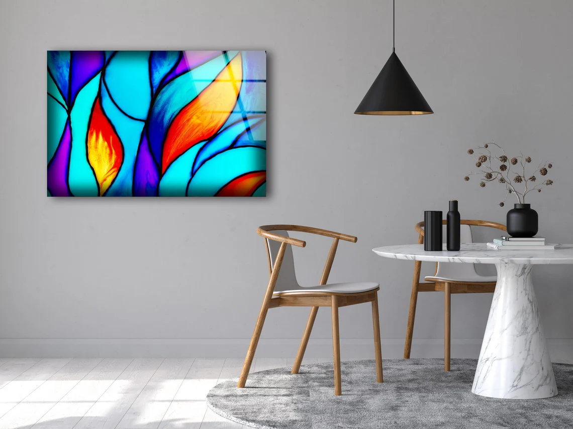 Red Yellow Blue & Purple Abstract Design Acrylic Glass Print Tempered Glass Wall Art 100% Made in Australia Ready to Hang