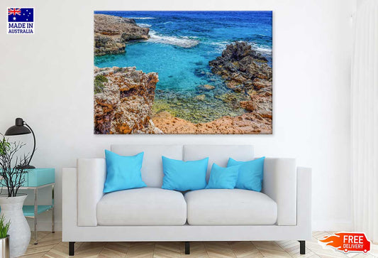 Rocky Coast Blue Sea View Photograph Print 100% Australian Made